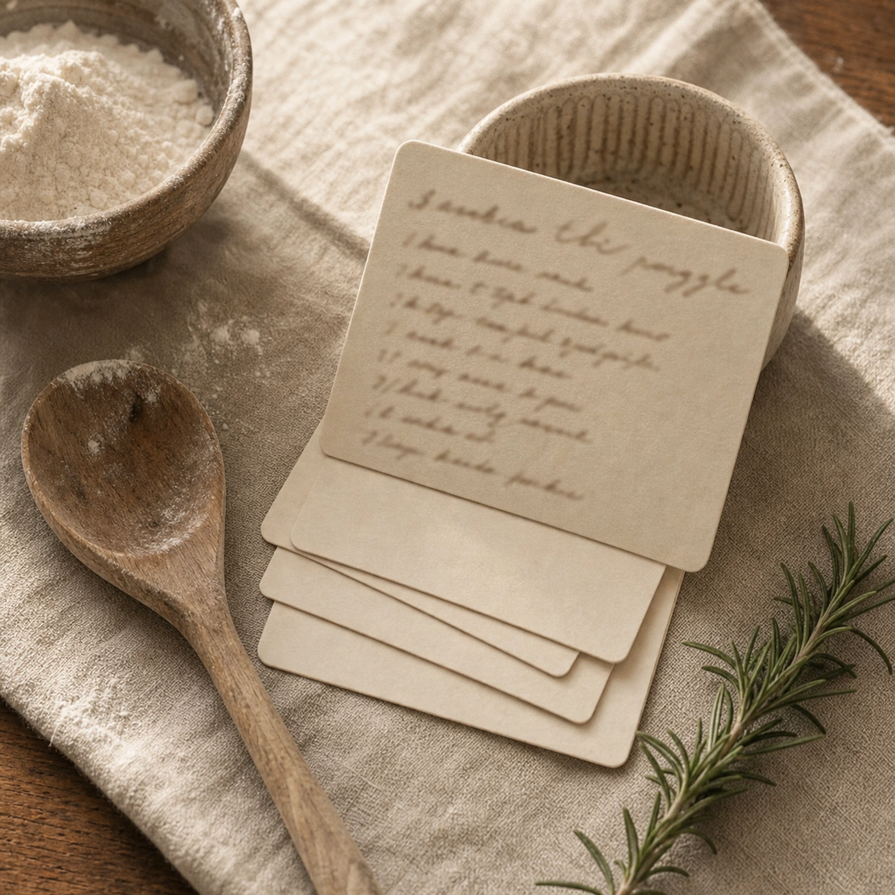 Recipe cards — Her handwriting, reprinted