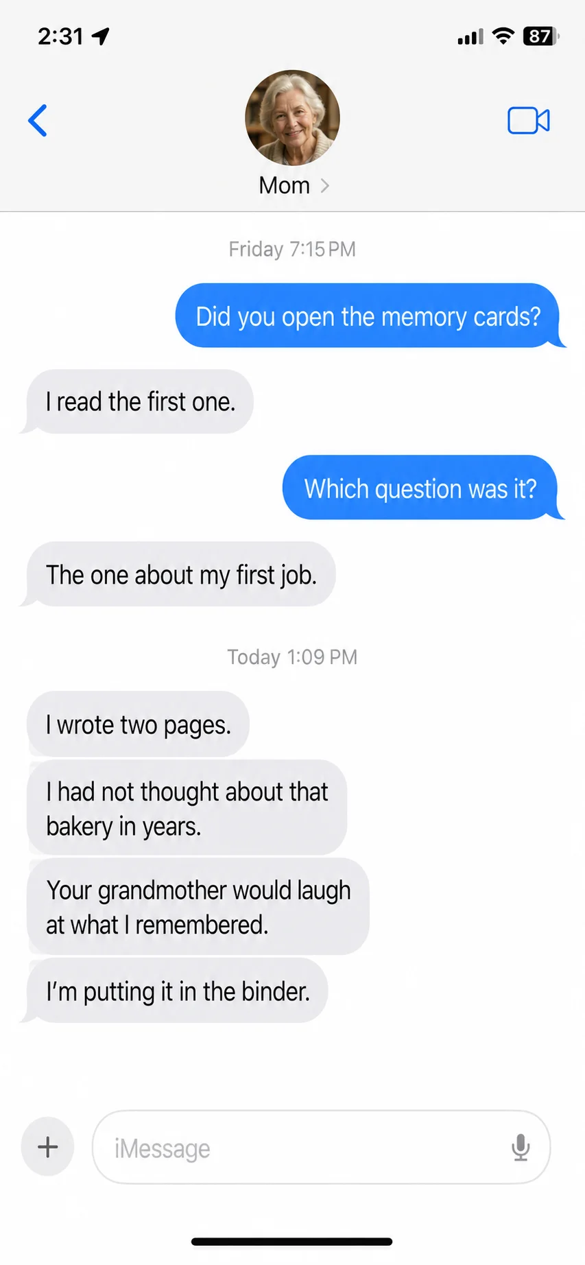 A text message from a parent after a Thread box arrived (6)