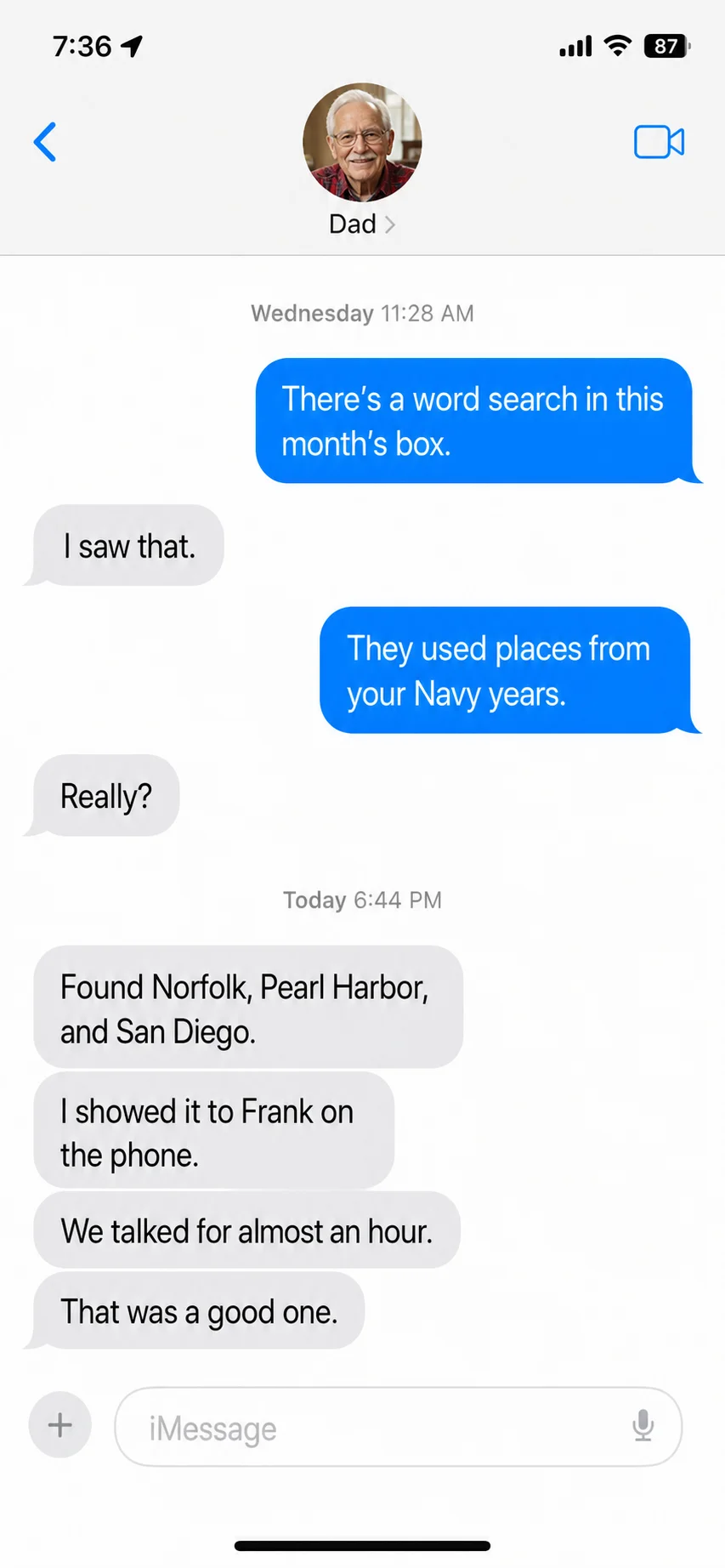 A text message from a parent after a Thread box arrived (7)
