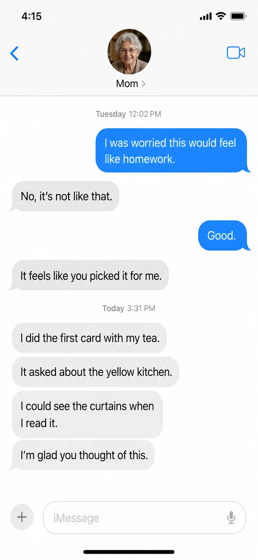 A text message from a parent after a Thread box arrived (9)