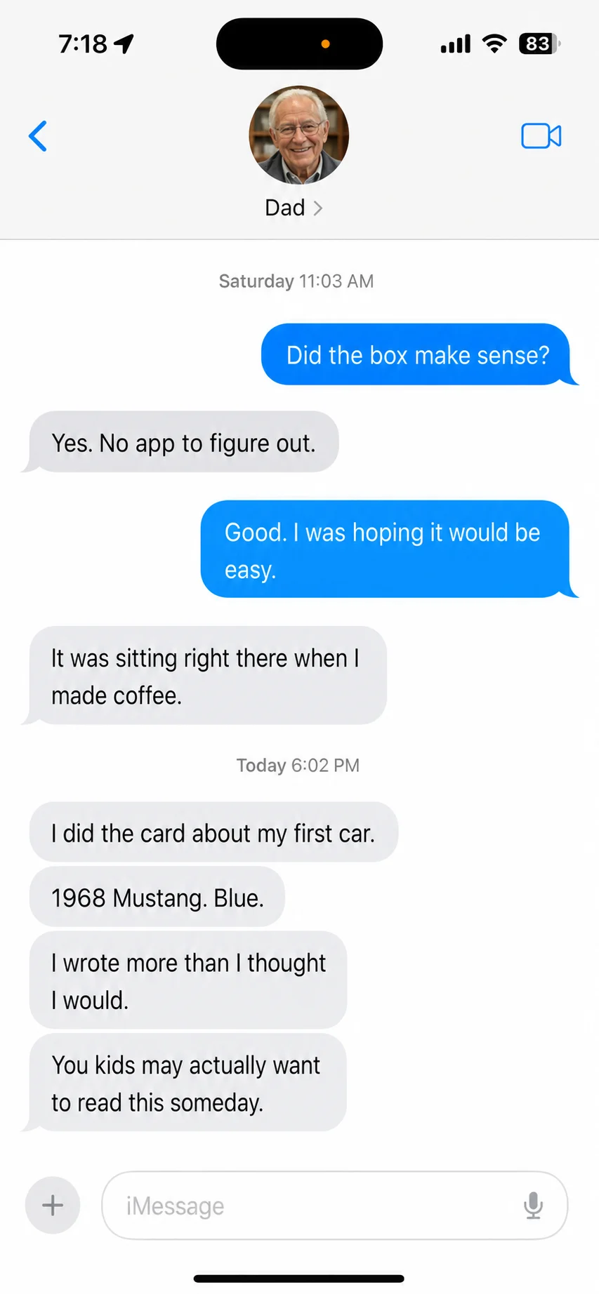 A text message from a parent after a Thread box arrived (11)