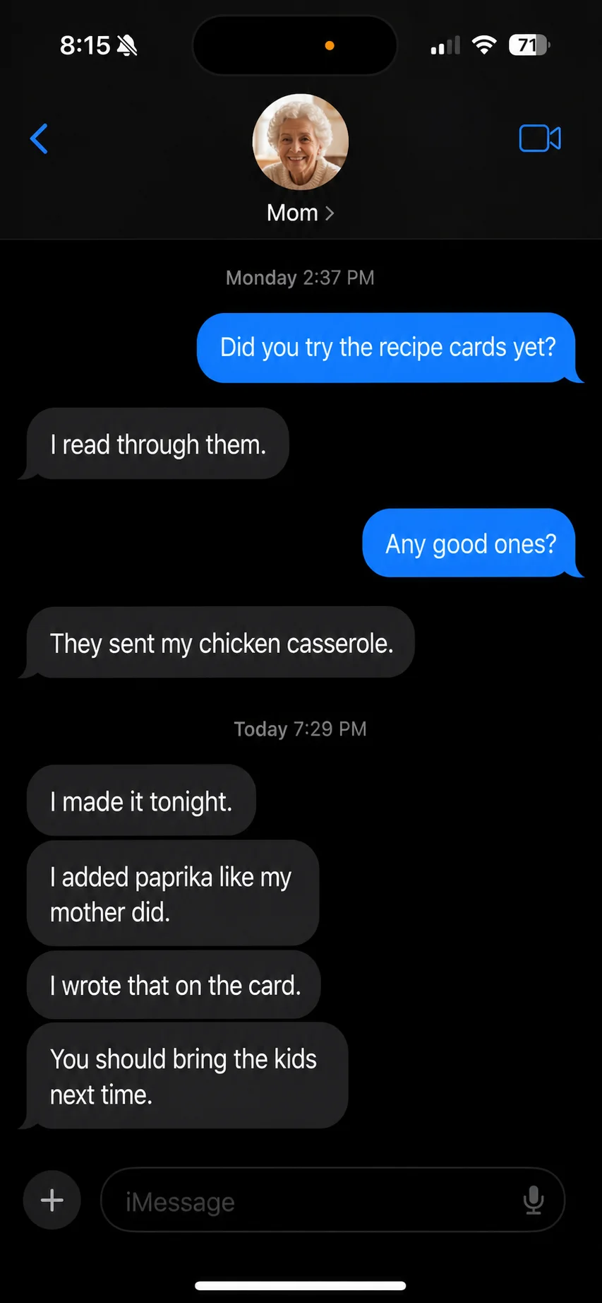 A text message from a parent after a Thread box arrived (13)
