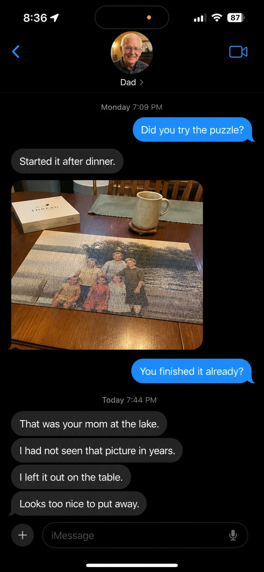 A text message from a parent after a Thread box arrived (18)
