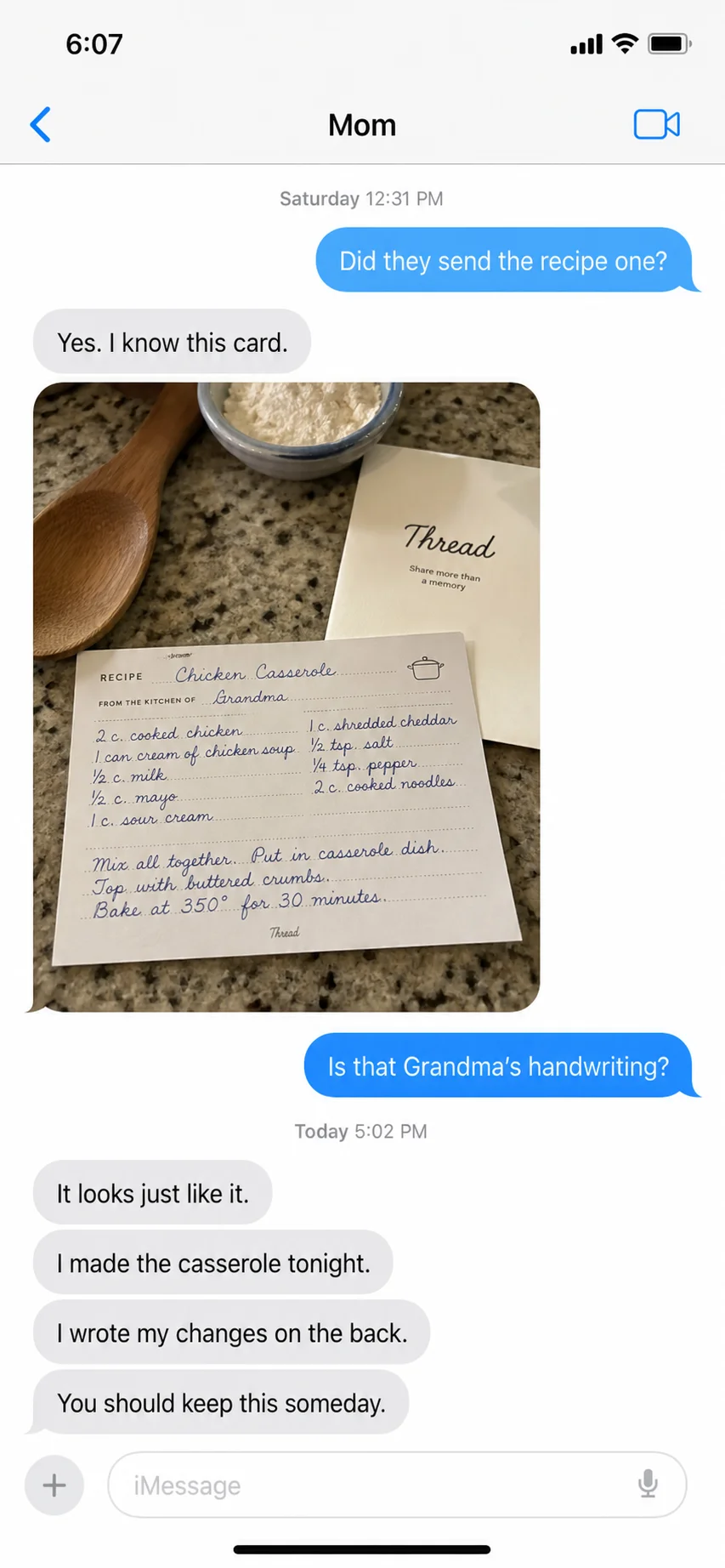 A text message from a parent after a Thread box arrived (19)